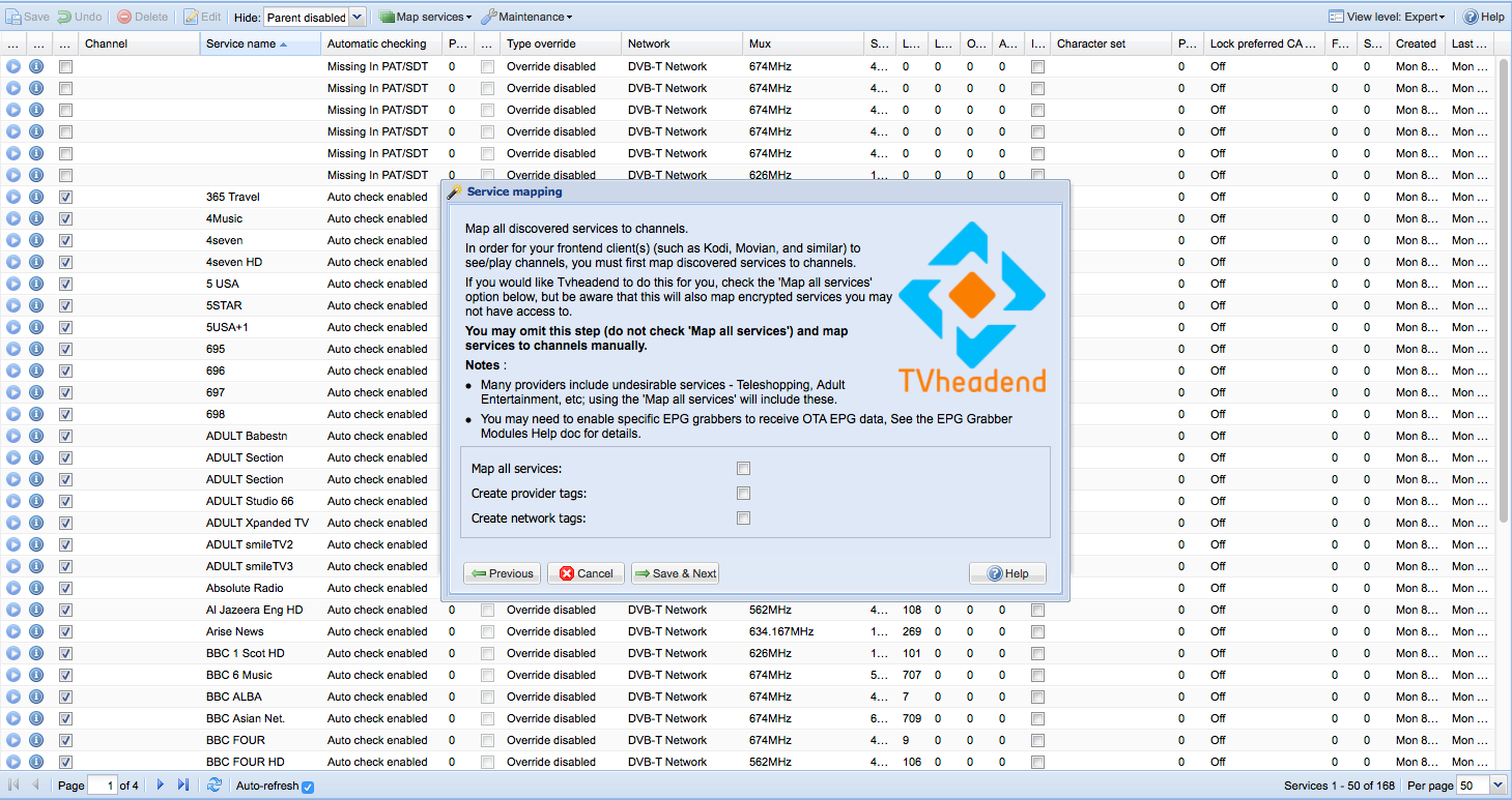 Tvheadend Wizard - Scan Complete